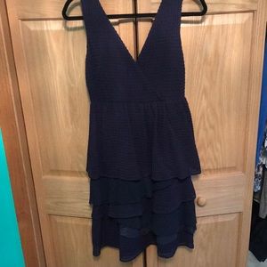 Ric rac gingham navy blue dress